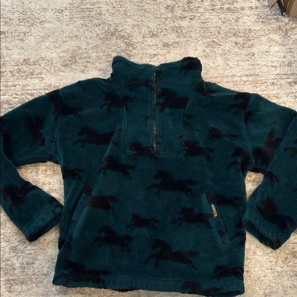 Kerrits On Course Quarter Zip Fleece Equestrian Teal and Black medium - Picture 2 of 8